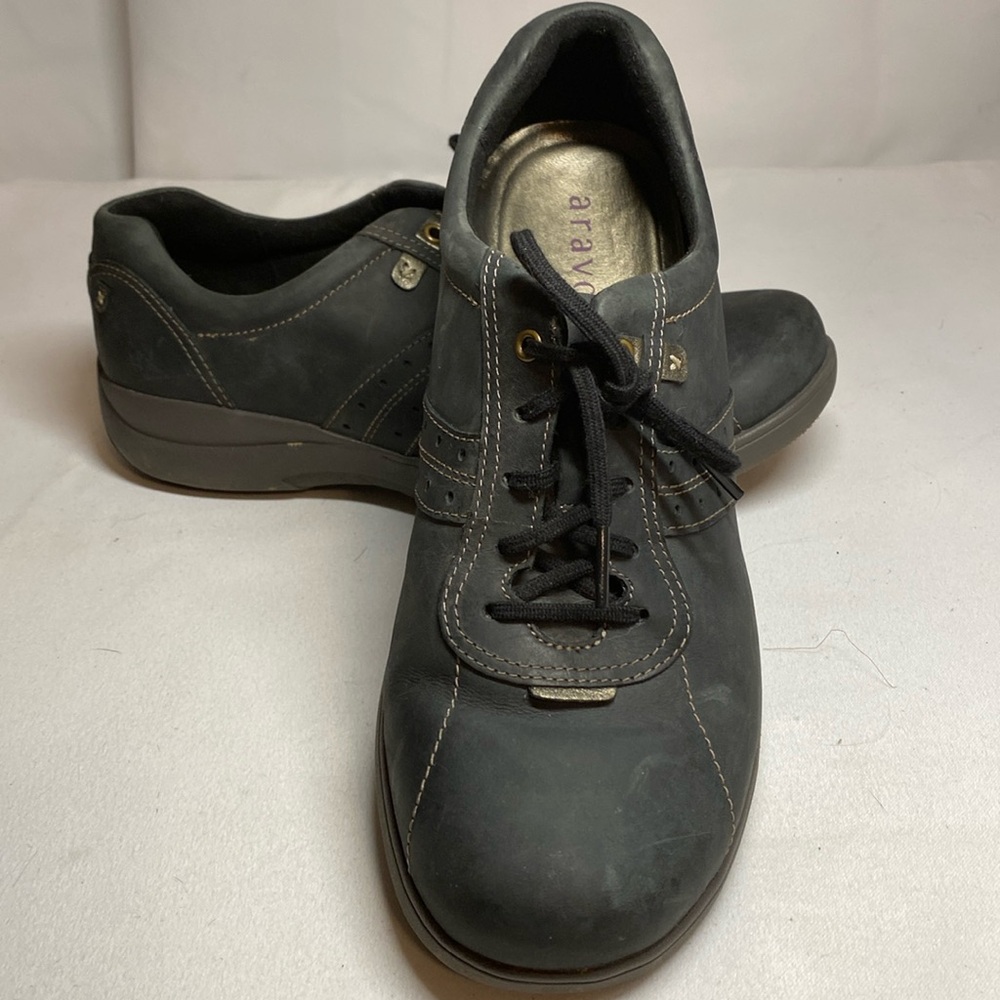 Aravon Stridarc RevSmart Gray Leather Lace-up Oxford Sneaker Size 9D